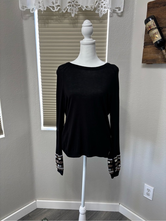 H&M Tops - H&M Black Long-Sleeve Top with Embellished Cuffs